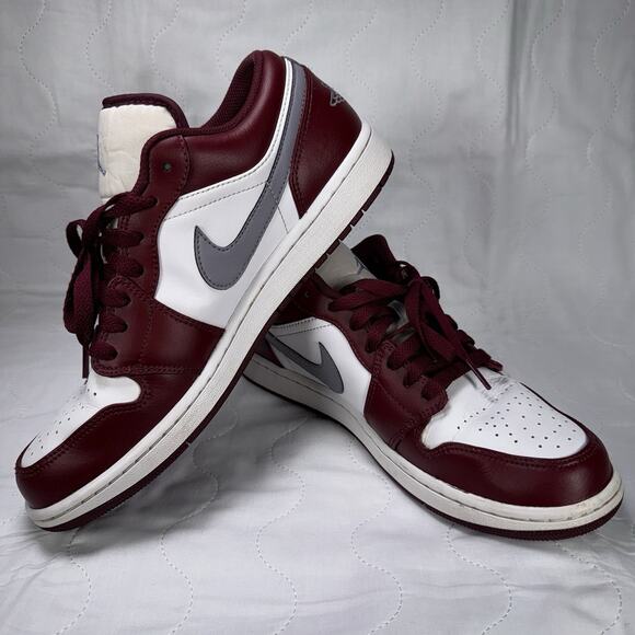Nike Air Jordan 1 Low Bordeaux Cherrywood/Red/Grey 553558-615 Sz 10 main image 9